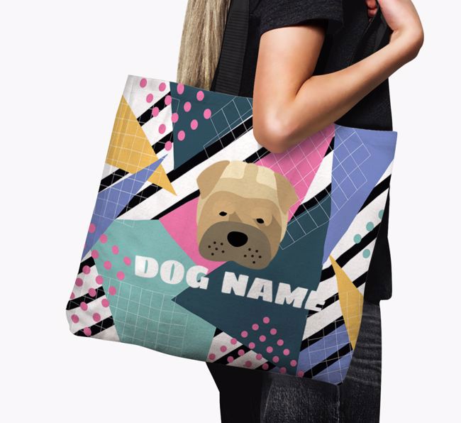 Retro Pattern: Personalized {breedFullName} Canvas Bag